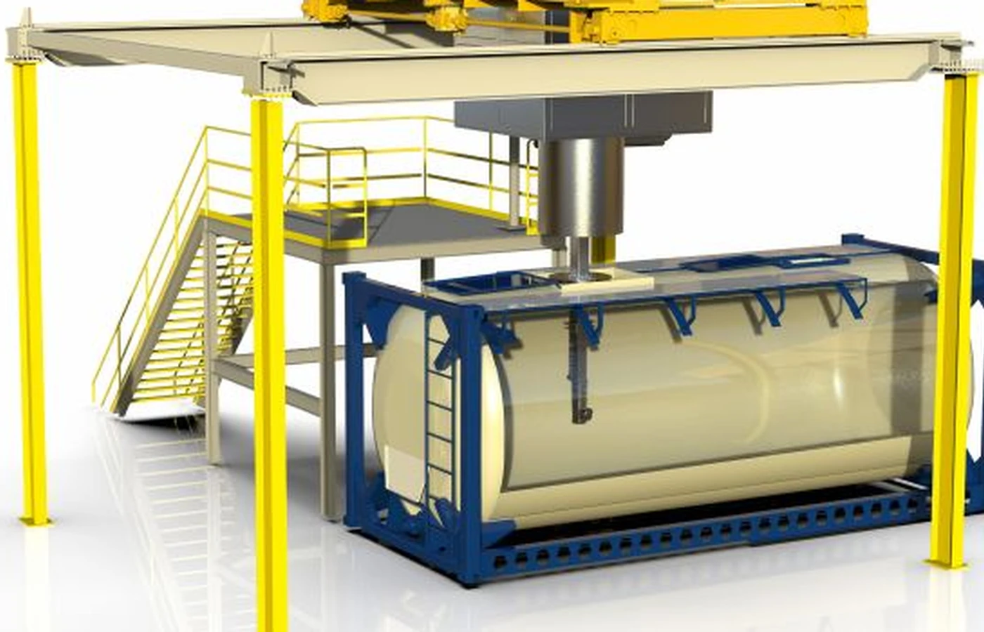 ISO tank container cleaning station